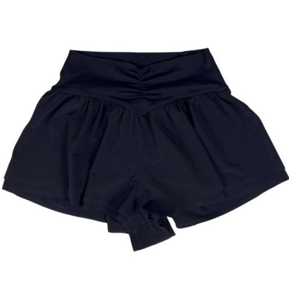 OFFLINE by Aerie Black Ruched V-Front Flowy High Waisted Athletic Shorts L - Picture 5 of 8